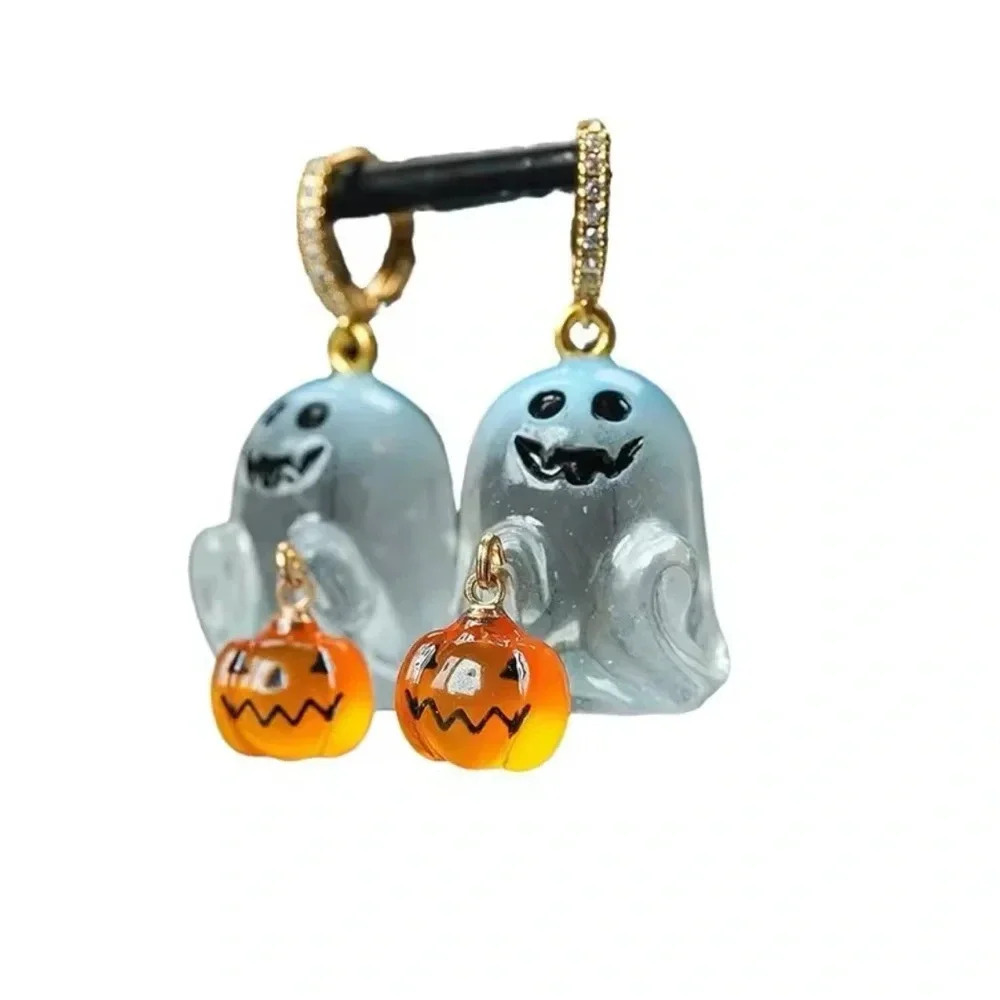 Cute Ghost Pumpkin Earrings - Picture 5 of 6